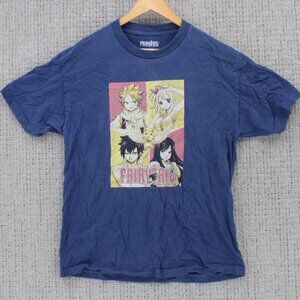 Fairy Tail Shirt Mens Large L Navy Blue Short Sleeve Anime Graphic Art Cotton